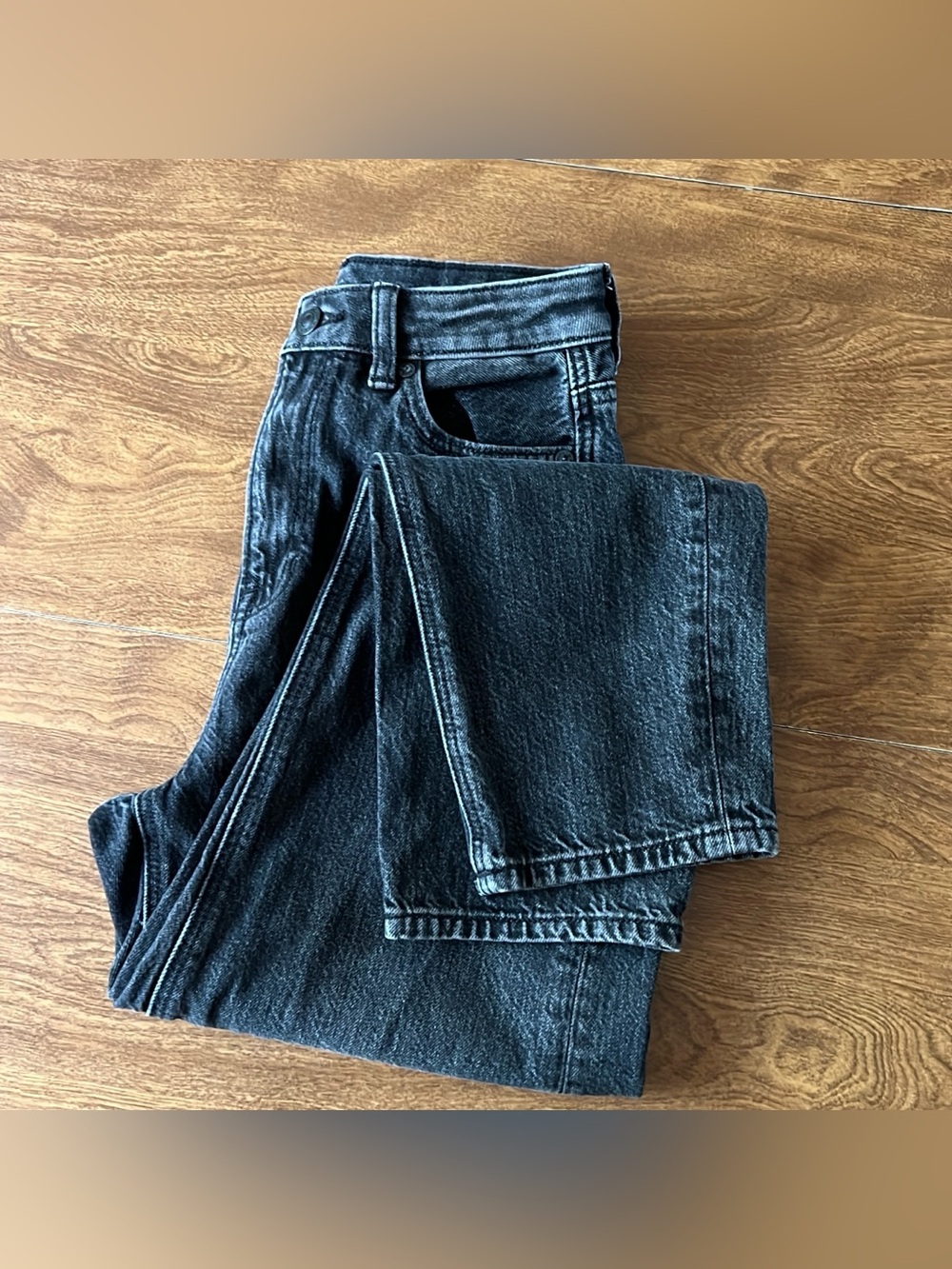 American Eagle Outfitters Charcoal Mom Straight Leg Denim Jeans Junior Size 00